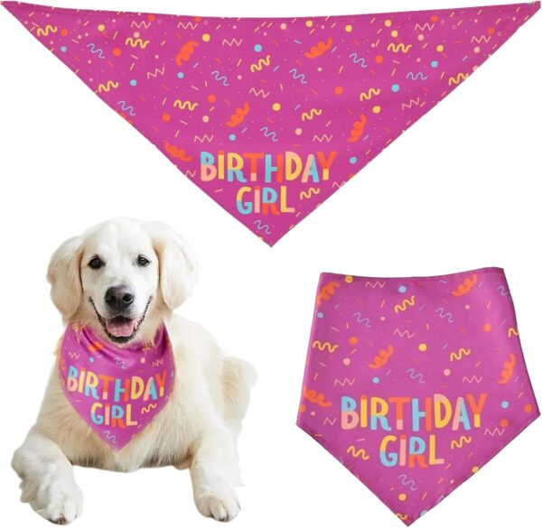 Dog Bandanas, Pink Dog Bandana, Washable Bibs Scarf, Cute Dog Triangle Bibs Scarf, Pet Happy Birthday Bandana Gift, Pet Triangle Scarf for Cat, Dog