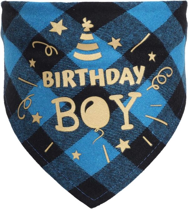 Dog Birthday Bandana, Birthday Girl Bandana Triangle Scarf Dog Birthday Boy Bandana Plaid Cute Doggy Bandana, Dog Birthday Party Supplies (Lake Blue)