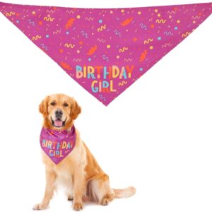 Dog Birthday Bandana Girl 1 Pcs Dog Birthday Girl Bandana, Birthday Girl Dog Bandana Bandanas for Dogs Dog Bandana Birthday Dog Neckerchief for Medium Small Dogs and Cats (Pink)