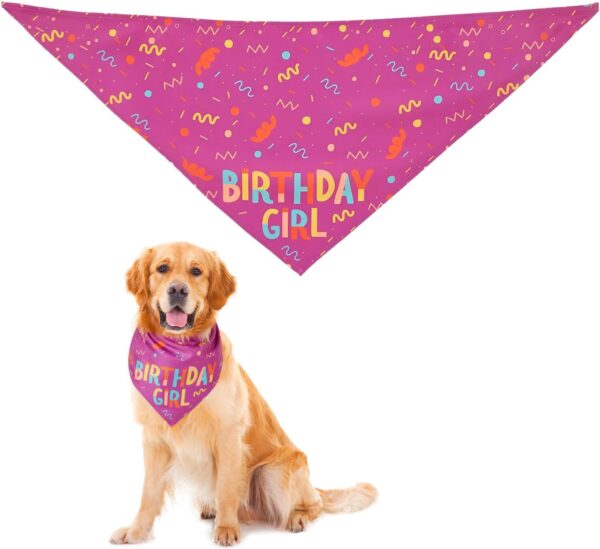 Dog Birthday Bandana Girl 1 Pcs Dog Birthday Girl Bandana, Birthday Girl Dog Bandana Bandanas for Dogs Dog Bandana Birthday Dog Neckerchief for Medium Small Dogs and Cats (Pink)