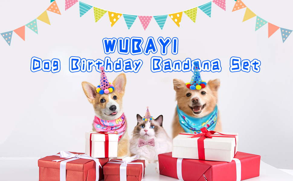 Dog Birthday Bandana Set