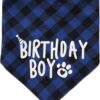 Dog Birthday Boy Bandana,Dog Bandana Christmas Birthday Gift Washable Triangle Scarf Soft Pet Decorations Neckerchief Bow Ties for Small Medium Dog (Blue)