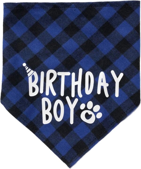 Dog Birthday Boy Bandana,Dog Bandana Christmas Birthday Gift Washable Triangle Scarf Soft Pet Decorations Neckerchief Bow Ties for Small Medium Dog (Blue)