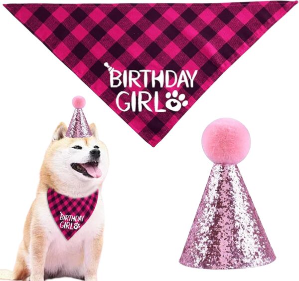 Dog Birthday Hat Dog Party Hat Kit Dog Birthday Bandana Girl With Dog Birthday Dog Triangle Scarf Dog Bow Tie Pet Puppy Cat Birthday Decorations Girl Dog Birthday Bandana Hat Dog Birthday Present