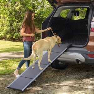 Dog Car Ramp for Large Dogs, Easy Clean Waterproof Pet Ramps with Non-Slip Surface,63" Long & 17" Wide Folding Portable Pet Stair Ramp, Stairs with Nonslip Surface for High Beds,