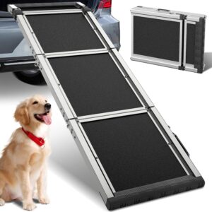 Dog Ramp, Foldable Dog SUV & Truck Ramp with Non-Slip Rug Surface, Pet Ramp Stairs for Outdoor Steps/Small Medium & Large Dogs, Dog Car Ramp for Bed Up to 330LBS