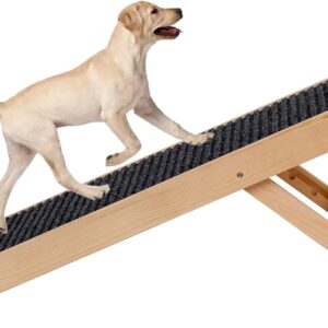 Dog Ramp Wooden Pet Ramp Portable Dog Pet Ramp,Collapsible Doggie Ramps for Old Dogs,Dog Stairs for High Beds,Couch,4 Level Adjustable