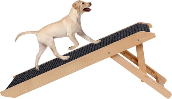 Dog Ramp Wooden Pet Ramp Portable Dog Pet Ramp,Collapsible Doggie Ramps for Old Dogs,Dog Stairs for High Beds,Couch,4 Level Adjustable