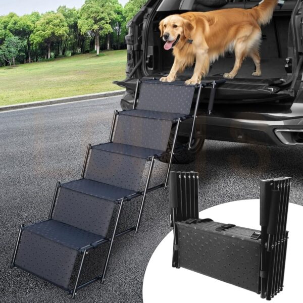 Dog Ramp for Car - Lightweight Dog Steps for Cars and SUV, Truck - 150 lbs. Max Weight - Dog Car Ramp Foldable Pet Steps