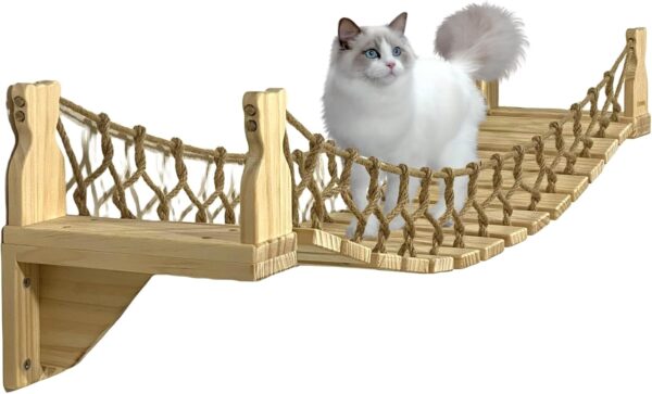 Dxmnoly Cat Wall Bridge Durable and Stable Cat Bridges and Walkways for Walls.Cat Wall Shelves.furniture Cat Bridge Wall Mount Cat Perch Wooden Hammock Tree Cat Climber Cloud Shelf Board Cats Bed.