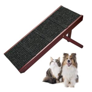 Endark Folding Dog Ramp for Bed, Car Ramp, Portable Pet Ramp with Non-Slip Surface, Dog Stairs, Cat Ramp, 4 Levels Height Adjustable Pet Ramp from 9.64" to 18.9", Wooden Dog Ramp for Bed, Car Use