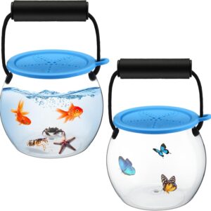 Feekoon Catch and Release Plastic Beach Aquarium Kits, Clear and Transparent Portable Handheld Tank, Great Concept for Catching and Release Critters, Ideal for Beach, Pool and Lake (2 Pack)