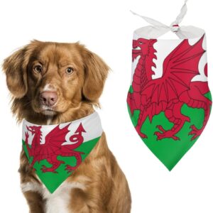 Flag of Wales Welsh Printed Dog Bandana Scarf Triangular Bibs Kerchief Accessories for Small to Large Dog Puppy Cat