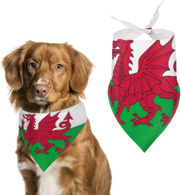 Flag of Wales Welsh Printed Dog Bandana Scarf Triangular Bibs Kerchief Accessories for Small to Large Dog Puppy Cat