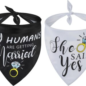 Gjinxi Bridal Shower Gifts, My Humans are Getting Married Dog Bandana, Dog Engagement Announcement Gifts for Couples, Dog Wedding Outfit, Adjustable Triangle Scarves for Small Medium Large Dogs