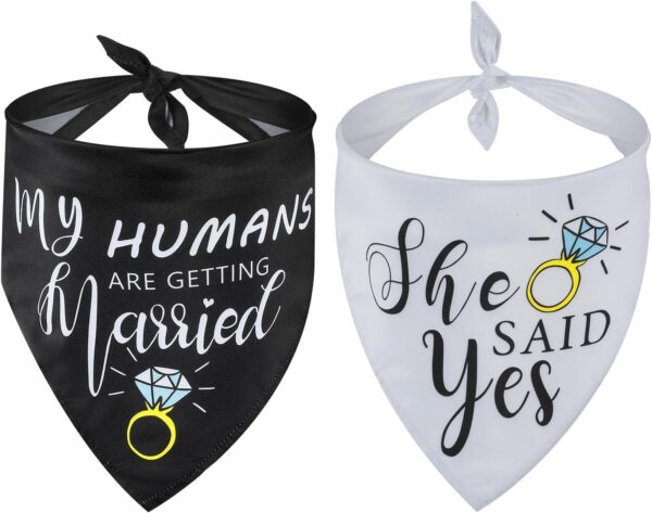 Gjinxi Bridal Shower Gifts, My Humans are Getting Married Dog Bandana, Dog Engagement Announcement Gifts for Couples, Dog Wedding Outfit, Adjustable Triangle Scarves for Small Medium Large Dogs