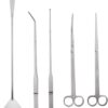 Hexint 5 in 1 Aquarium Aquascaping Kit Stainless Steel Aquarium Fish Tank Aquatic Plant Tools Tweezers Scissors Spatula Set with PH Test Strips