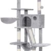 Hey-brother Cat Tree, 53 inch Cat Tower for Indoor Cats, Cat House with Padded Platform Bed, Toy Balls, Large Cozy Condo, Hammocks and Sisal Scratching Posts, Light Gray MPJ019-SW