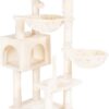 Hey-brother Cat Tree with Toy, Cat Tower for Indoor Cats, Cat House with Large Padded Platform Bed, Cozy Condo, Hammocks and Sisal Scratching Posts, Beige MPJ018M