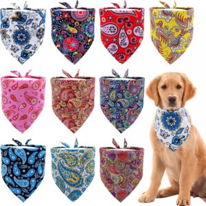 JpGdn 10pcs Pack Small Dog Bandanas Paisley Pattern Triangle Scarf for Small Medium Dogs Cats Rabbits Soft Bibs Washable Pet Neckerchief Dog Grooming Accessories Costume