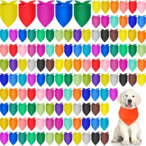 Kacctyen 100 Pieces Dog Bandanas Bulk Plain Dog Bandanas Blank Dog Bandanas Dogs Heat Transfer Triangle Dog Bibs Washable Adjustable DIY Bandanas Dogs Puppy Cat Pets (31.5 x 21.65 x 21.65 Inch)