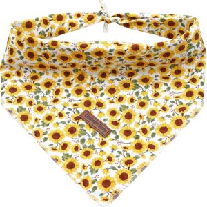 Lionheart glory Sunflower Dog Bandana 1 Pack Washable Soft Dog Scarf, Square Adjustable Dog Bandanas for Small Dogs and Cats