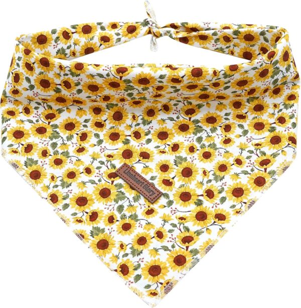 Lionheart glory Sunflower Dog Bandana 1 Pack Washable Soft Dog Scarf, Square Adjustable Dog Bandanas for Small Dogs and Cats