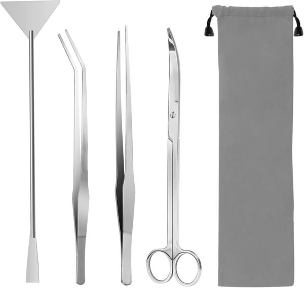 Liveek Aquarium Aquascape Tools Kit, 4 in 1 Anti-Rust Aquatic Plant Aquascaping Tool Stainless Steel Tweezers Scissors Spatula for Aquarium Tank Clean Fish Tank Aquascape Tools Sets…