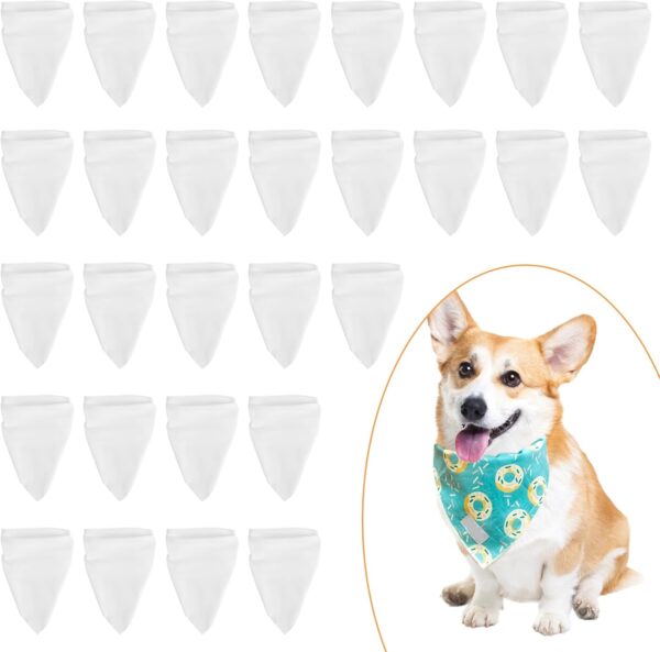 Lobamop 30 Pcs Sublimation Blank Pet Bandana Heat Transfer Washable DIY Triangle Dog Scarf Bibs Kerchief for Puppy Cats