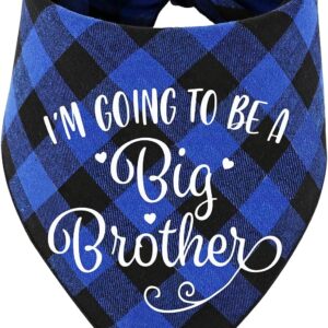 MaySunset I'm Going to Be a Big Brother Dog Bandanas, Pet Baby Bulletin Plaid Dog Scarf, Gender Revealing Photo Props, Pet Dog Photo Props Accessories