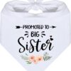 MaySunset Promoted to Big Sister White Flower Pattern Pet Dog Triangle Scarf Bandanas Bibs, Gender Revealing Photo Props Accessories, Pet Dog Lovers Gifts