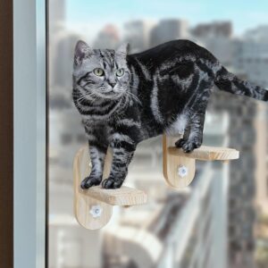 Meeyoview Cat Window Steps, Matching Cat Window Perch and Hammock, DIY Window Stairs with Suction Cups and Sisal(2 Pack)