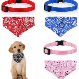 Molain 4 Pcs Cat Collars with Removable Bohemia Bow Tie Bandana Pet Collars Dog Bandana Cat Bandana Adjustable Bandana for Cats Dogs Puppy Pets Cat Accessories(Red, Blue, Black, Pink)