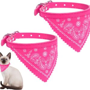 Morices 2 Pcs Dog Bandana Collars, Boho Pet Scarf Adjustable Dog Triangle Bibs Neckerchief for Puppy, Small Size Pet Kerchief Costume Accessories for Small Dogs Decoration (Pink)