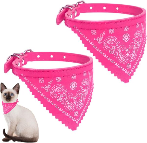 Morices 2 Pcs Dog Bandana Collars, Boho Pet Scarf Adjustable Dog Triangle Bibs Neckerchief for Puppy, Small Size Pet Kerchief Costume Accessories for Small Dogs Decoration (Pink)