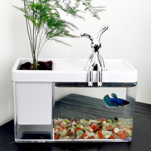 Multi-Purpose Mini Betta Fish Tank, Desktop Office Small Fish Tank, 0.2 Gallon Plastic Aquarium, Pen Holder Storage Fish Tank - Create Different Desktop Landscape