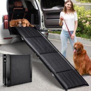 NZONPET Dog Ramp for Car, 63" Long & 17" Wide Foldable Portable Car Ramp for Dogs,Extra Wide Dog Ramp Steps with Non-Slip Surface for Medium & Large Dog Up to 250LBS Get Into a Car, SUV & Truck