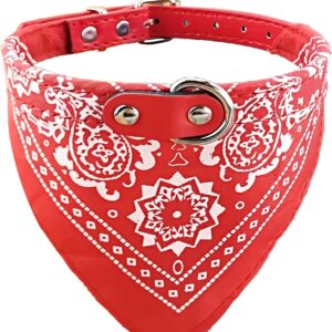 Newtensina Fashion Dog Bandana Collar Dog Collar Boy Medium Bandana Puppy Bandana with Collar for Dogs - Red - M