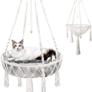 Nicoone Cat Hammock,Cotton Hanging Cat Swing Bed,Window Hammock Cat Bed Knitting,Hanging Cat Nests for Sleeping, Playing, Climbing and Lounging