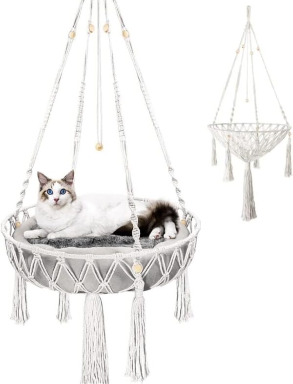 Nicoone Cat Hammock,Cotton Hanging Cat Swing Bed,Window Hammock Cat Bed Knitting,Hanging Cat Nests for Sleeping, Playing, Climbing and Lounging