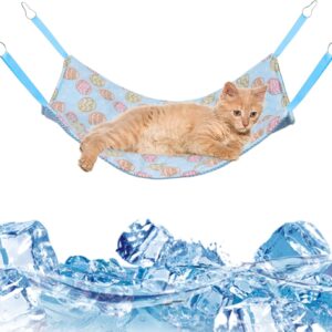 Niuoppy Cat Cooling Mat 49 x 34 cm, Self Cooling Pet Cooling Mat for Cats, Summer Pet Cage Hammock for Cats Kittens Rabbits Guinea Pigs (Light Blue, 49 x 34 cm)