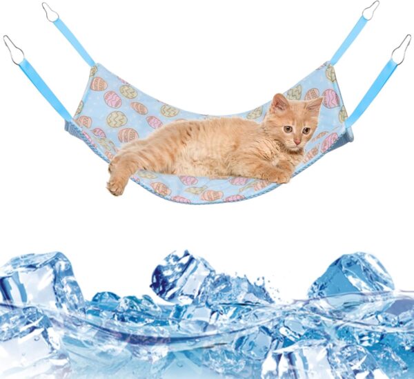 Niuoppy Cat Cooling Mat 49 x 34 cm, Self Cooling Pet Cooling Mat for Cats, Summer Pet Cage Hammock for Cats Kittens Rabbits Guinea Pigs (Light Blue, 49 x 34 cm)