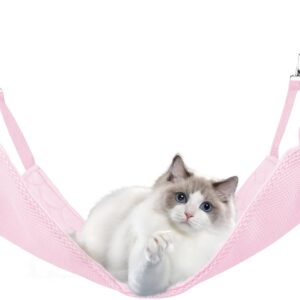 Niuoppy Cat Hammock for Cage, Pet Cage Hammock, Cooling Mat for Cat, Rat Hammocks for Cage, Ferret Hammocks, Small Pet Hammock, Cage Accessories, Cat Hammock for Tower (PINK, 53x35cm)