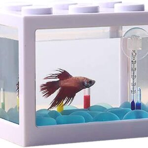 OMEM Mini Fish Tank,Desktop Micro-landscape Fish Tank,Aquarium Superimposed kit (White)