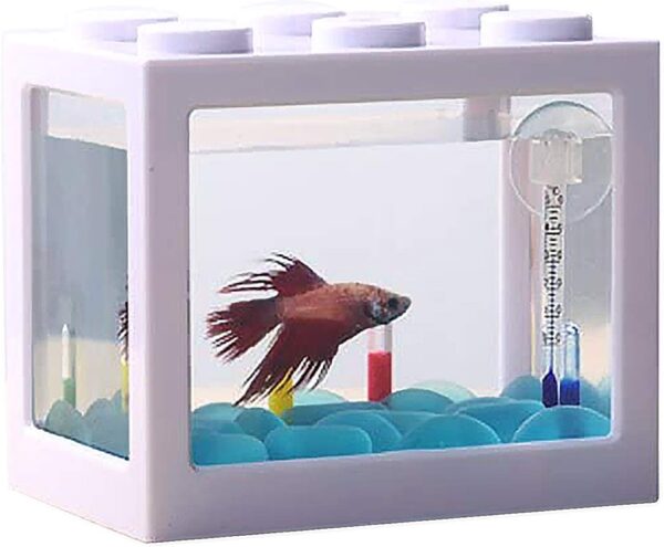 OMEM Mini Fish Tank,Desktop Micro-landscape Fish Tank,Aquarium Superimposed kit (White)