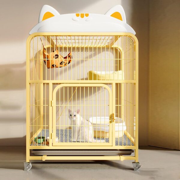 Outdoor Cat Enclosures, Catio Large Cat Cage, cat villa with Roof Hammock Platforms Pet Kennels Playpen for 1-3 Cats Garden (Size : 30.7x21.6x47.6in)