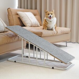 PETKARAY Dog Ramp for Bed, Indoor Dog Ramp for Couch, Dog Stairs for Small Medium Size Dogs, Metal Pet Ramp and Anti-slip Dog Steps, 22" Fixed Height