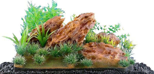 Penn-Plax Insta-Aquascape Aquarium Plant & Rock Formation – Beautiful Underwater Landscaping – Perfect for 10 Gallon & Larger Fish Tanks – Large