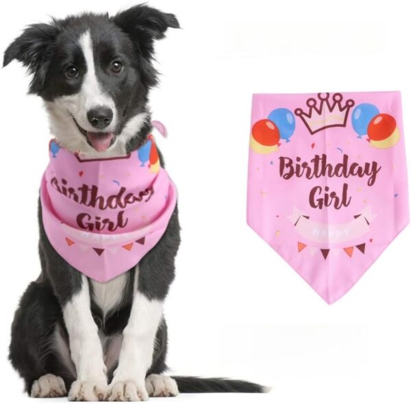 Pet Cat Dog Dog Birthday Party Supplies, Happy Birthday Bandana Scarfs for Girls Boys Dog Birthday Bandana Scarf for Pet Birthday Outfit Party Supplies (Pink)