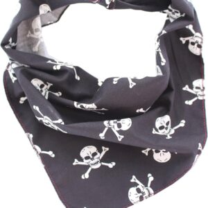 Pet Pooch Boutique Skulls Bandana for Dog, Medium/Large, Black